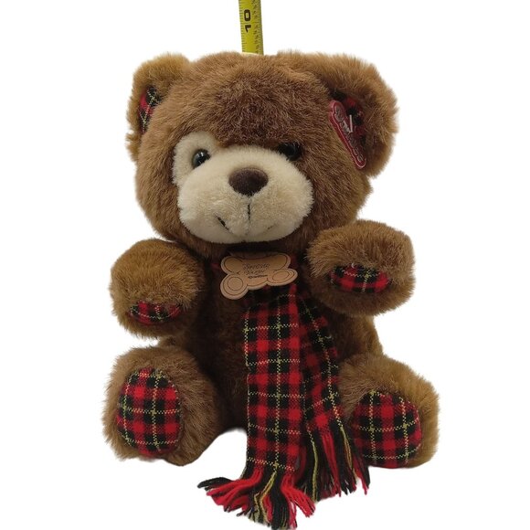 DanDee Special Touch Plush Teddy Bear With Tartan Plaid Scarf Ears Hands Feet - Picture 7 of 12